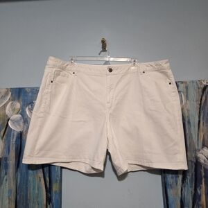 Lane Bryant Women's White Flat Front Shorts